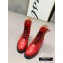 Balmain Leather Ranger Romy Ankle Boots Quilted Red 2020