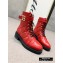 Balmain Leather Ranger Romy Ankle Boots Quilted Red 2020