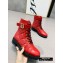 Balmain Leather Ranger Romy Ankle Boots Quilted Red 2020