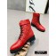 Balmain Leather Ranger Romy Ankle Boots Quilted Red 2020