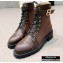 Balmain Leather Ranger Romy Ankle Boots Fabric Coffee 2020