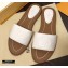 Louis Vuitton Grained Calf Leather Lock It Flat Mules White 2020
