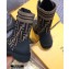 Fendi Leather Lace-up Biker Ankle Boots Black/FF Logo 2020