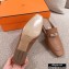 Hermes Heel Blossom Mules Brown With Iconic Buckle