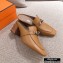 Hermes Heel Blossom Mules Khaki With Iconic Buckle