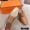 Hermes Heel Blossom Mules Khaki With Iconic Buckle