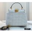 Fendi Leather Peekaboo Iconic Mini Interlace Bag White 2020