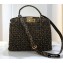Fendi Jacquard Fabric Interlace Peekaboo Iconic Medium Bag Brown 2020