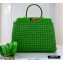 Fendi Leather Peekaboo Iconic Medium Interlace Bag Green 2020
