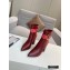 Louis Vuitton Heel 9.5cm Calfskin/Canvas Ankle Boots Burgundy 2020