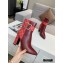 Louis Vuitton Heel 9.5cm Calfskin/Canvas Ankle Boots Burgundy 2020