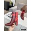 Louis Vuitton Heel 9.5cm Calfskin/Canvas Ankle Boots Burgundy 2020
