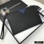 Prada Saffiano Leather Pouch Clutch Bag 2NG05V Black/Blue