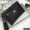 Prada Saffiano Leather Pouch Clutch Bag with Wristlet 2NH009 Black