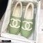 Chanel Shearling Fur Lining CC Logo Espadrilles Green 2020