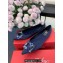Roger Vivier Flower Strass Buckle Ballerinas in Satin Dark Blue