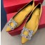 Roger Vivier Flower Strass Buckle Ballerinas in Satin Yellow
