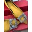 Roger Vivier Flower Strass Buckle Ballerinas in Satin Yellow