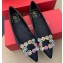 Roger Vivier Flower Strass Buckle Ballerinas in Satin Black 01