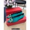Roger Vivier Flower Strass Buckle Ballerinas in Satin Green