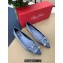 Roger Vivier Flower Strass Buckle Ballerinas in Satin Light Blue