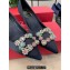 Roger Vivier Heel 6.5cm Flower Strass Buckle Pumps in Satin Black 01