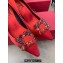 Roger Vivier Heel 6.5cm Flower Strass Buckle Pumps in Satin Red