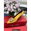Roger Vivier Heel 6.5cm Flower Strass Buckle Pumps in Satin Yellow