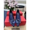 Roger Vivier Heel 6.5cm Flower Strass Buckle Pumps in Satin Dark Blue