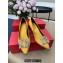 Roger Vivier Heel 6.5cm Flower Strass Buckle Pumps in Satin Yellow