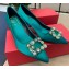Roger Vivier Heel 6.5cm Flower Strass Buckle Pumps in Satin Green