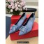 Roger Vivier Heel 6.5cm Flower Strass Buckle Pumps in Satin Light Blue