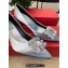 Roger Vivier Heel 6.5cm Flower Strass Buckle Pumps in Satin Gray