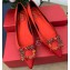 Roger Vivier Flower Strass Buckle Ballerinas in Satin Red