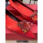 Roger Vivier Flower Strass Buckle Ballerinas in Satin Red