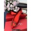 Roger Vivier Flower Strass Buckle Ballerinas in Satin Red