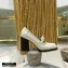 Gucci Heel 8.5cm Textured Leather Loafers White with Chain 2020