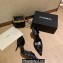 Chanel Heel 7cm Coco Vintage Pumps Top Quality Satin Print Black 2020