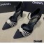 Chanel Heel 7.5cm Pearl Bow Grosgrain Pumps with Straps G36466 Suede Black 2020