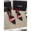 Chanel Heel 7.5cm Pearl Bow Satin and Grosgrain Pumps with Straps G36466 Red 2020