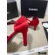 Chanel Heel 7.5cm Pearl Bow Satin and Grosgrain Pumps with Straps G36466 Red 2020