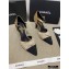 Chanel Heel 7.5cm Pearl Bow Satin and Grosgrain Pumps with Straps G36466 Gold 2020