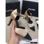 Chanel Heel 7.5cm Pearl Bow Satin and Grosgrain Pumps with Straps G36466 Gold 2020