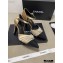 Chanel Heel 7.5cm Pearl Bow Satin and Grosgrain Pumps with Straps G36466 Gold 2020