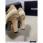 Chanel Heel 7.5cm Pearl Bow Satin and Grosgrain Pumps with Straps G36466 Gold 2020