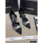 Chanel Heel 7.5cm Pearl Bow Satin and Grosgrain Pumps with Straps G36466 Black 2020