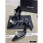 Chanel Heel 7.5cm Pearl Bow Satin and Grosgrain Pumps with Straps G36466 Black 2020