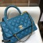 Chanel Coco Handle Small Flap Bag Turquoise Blue with Lizard Top Handle A92990 Top Quality 7147
