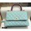 Chanel Coco Handle Small Flap Bag Light Green/Burgundy with Lizard Top Handle A92990 Top Quality 7147
