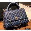 Chanel Coco Handle Medium Flap Bag Navy Blue with Lizard Top Handle A92991 Top Quality 7148
